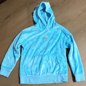 adidas Kids Blue Plush Hoodie Sweatshirt with Hood
